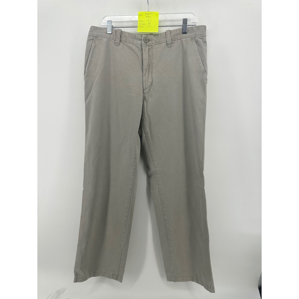 Eddie Bauer Legend Washed Chino Pants Mens 35x34 Gray Cotton Straight Leg Taupe